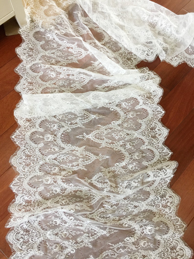 3 Yards French Alencon Lace Fabric Trim for Wedding Gown | Etsy