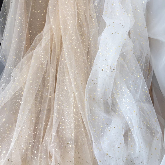 5 Yards Gold Spray Dot Soft Tulle Lace Fabric off White Etsy