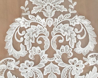 ivory wedding lace applique, bridal lace applique for wedding gown, bodice