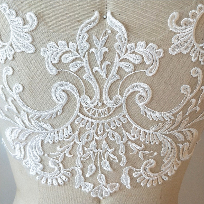 Exquisite venice embroidery bridal veil lace applique in off white wedding bodice lace appliuque patch