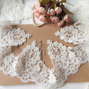 May include: White lace trim with a delicate floral pattern and small pearl-like beads. The trim is on a brown surface with the text "Natural Style" and "design by lerysuo".