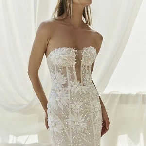 Tissu haute couture perlé de luxe 3D tournesol dentelle par mètre, robe de mariée robe de mariée en tulle tissu à paillettes