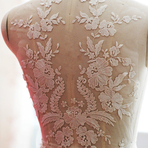 Elfenbein Blumen Stickerei Braut Spitze Applikation, Hochzeitskleid Mieder
