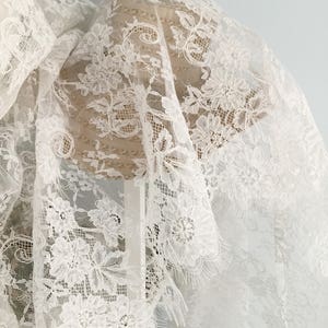 3 Yards French Alencon Lace Fabric Trim for Wedding Shrugs, Bridal Gown ...