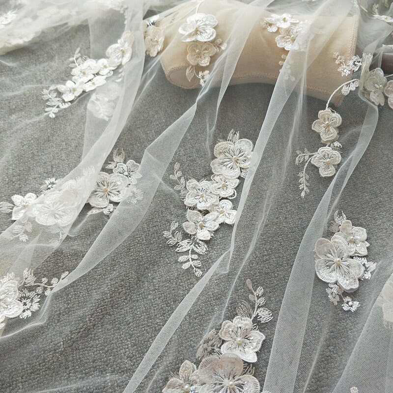 1 Pair 3D Lace Applique, Sew On Flower Bead Patches Embroidery Floral Motif Beaded Lace Trim Fabric Pearl Appliques Sewing Wedding Bride Dress Veil Cloth C77ffc8d 9b3a 4478 9607 355bed2305b1.c6f611e50a5e031ca217a89d0d7cb94d
