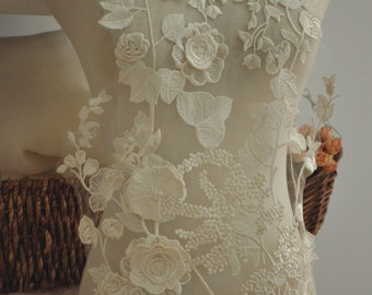 Beautiful 3D venice lace applique for bridal gown, wedding dress straps