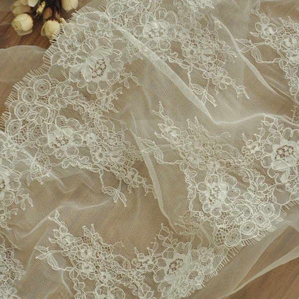 Ivory Sequinned Ribbon Lace Yamina