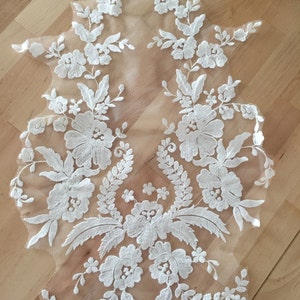 ivory wedding lace applique, bridal lace applique for wedding gown, bodice