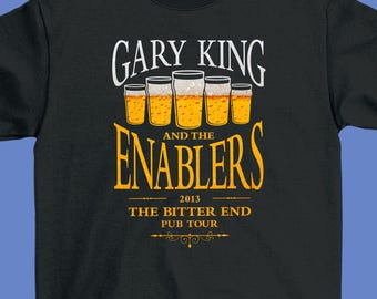 Gary King and the Enablers Beer Edition T-shirt - The Worlds End, Cornetto Trilogy, Pub Tour, Edgar Wright, Simon Pegg, Nick Frost