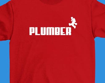Plumber T-shirt - Puma / Super Mario, Logo Parody, Sports, Video Game, Gaming