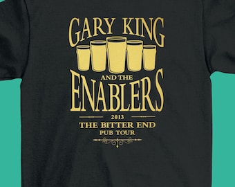 Gary King and the Enablers T-shirt - The Worlds End, Cornetto Trilogy, Golden Mile, Edgar Wright, Simon Pegg, Nick Frost