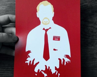 Shaun of the Dead A5 Art Print - Cornetto Trilogy, Edgar Wright, Simon Pegg, Nick Frost - You've Got Red On You, Film, Movie, Zombie, Horror