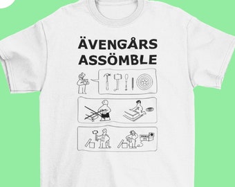 Superheroes Assembling T-shirt - Avengers Assemble / IKEA Instruction Manual Parody, Comic Book, MCU, Superhero, Film, Movie