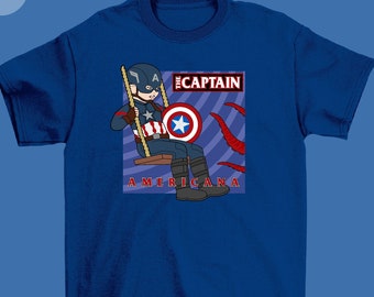 Captain Americana T-shirt - Captain America / The Offspring - Americana Album Cover Parody, Punk, Punk Rock, Music