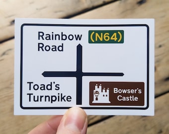 Pegatina de vinilo con diseño de Mario Kart - Mario Kart 64, videojuego, gaming, gamer, N64 - Pegatina de vinilo troquelada e impermeable