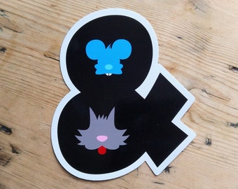 Cat & Mouse Vinyl Sticker - Itchy and Scratchy, The Simpsons, Cartoon, Ampersand - Die Cut Waterproof Gloss Vinyl Sticker