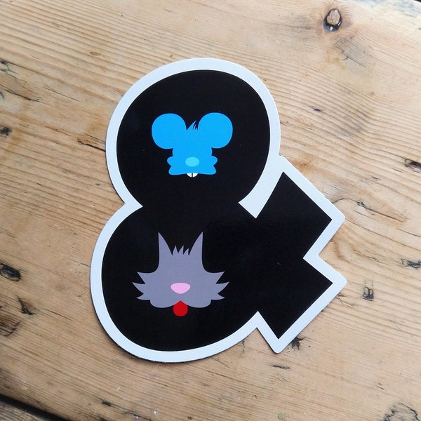 Cat & Mouse Vinyl Sticker - Itchy and Scratchy, The Simpsons, Cartoon, Ampersand - Die Cut Waterproof Gloss Vinyl Sticker