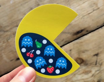 8 Bit Breakfast Vinyl Sticker - Pac-Man, Arcade, Video Game, Gaming - Die Cut Waterproof Vinyl Sticker