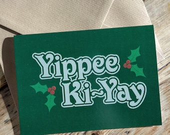 Tarjeta navideña A6 con sobre Yippee Ki-Yay: Duro de matar, John McClane, Hans Gruber, Nakatomi Plaza, Navidad, Navidad, Película, Cine