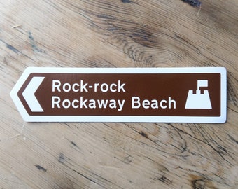 Rockaway Beach Road Sign Vinyl Sticker - Ramones, Punk, Punk Rock, Lyrics - Die Cut Waterproof Gloss Vinyl Sticker