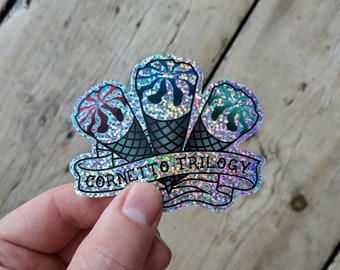 Cornetto Trilogy Tattoo Glitter Vinyl Sticker - Shaun of the Dead, Hot Fuzz, The Worlds End, Edgar Wright, Simon Pegg, Nick Frost - Die Cut