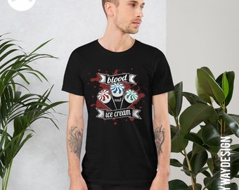 Blood Ice Cream T-shirt Cornetto Trilogy, Shaun of the Dead, Hot Fuzz,  The World's End, Edgar Wright, Simon Pegg, Nick Frost, Movie