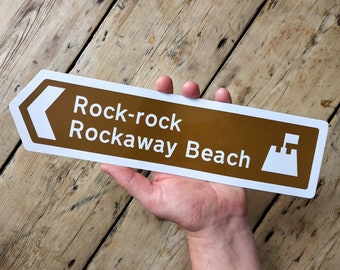 Rockaway Beach Bumper Sticker - Ramones, Punk, Punk Rock, Lyrics, Road Sign - Die Cut Waterproof Gloss Vinyl Sticker