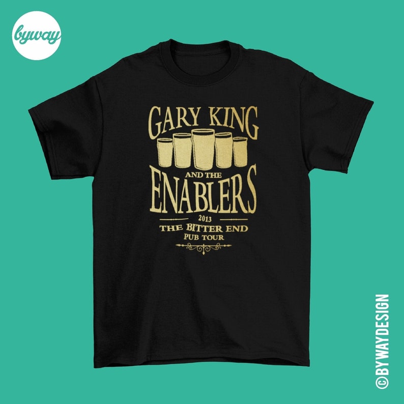 Gary King and the Enablers T-shirt The Worlds End, Cornetto Trilogy, Golden Mile, Edgar Wright, Simon Pegg, Nick Frost image 1