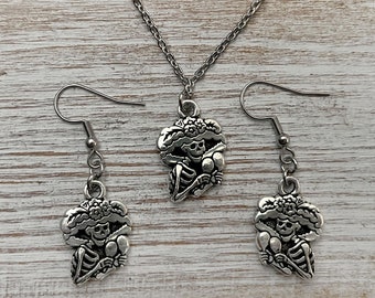 Catrina Jewelry Set: Silver Pewter, Stainless Steel, Day of the Dead