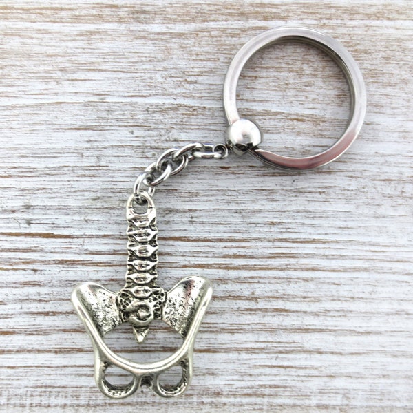 Spine Keychain ~ Anatomy Keychain ~ Silver Spine Charm ~ Gothic Keychain ~ Gift for Radiology Tech ~ Radiology Keychain ~ Skeleton Keychain