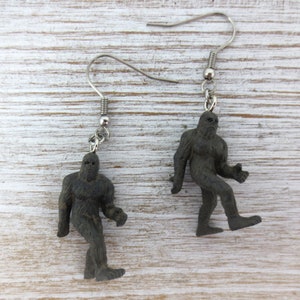 Sasquatch Earrings: Soft Rubber Bigfoot Silhouette - Cryptid Jewelry