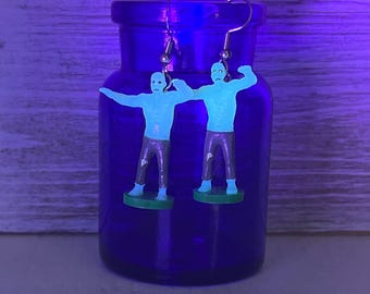 Glow in the Dark Zombie Earrings, Soft Vinyl Horror Jewelry