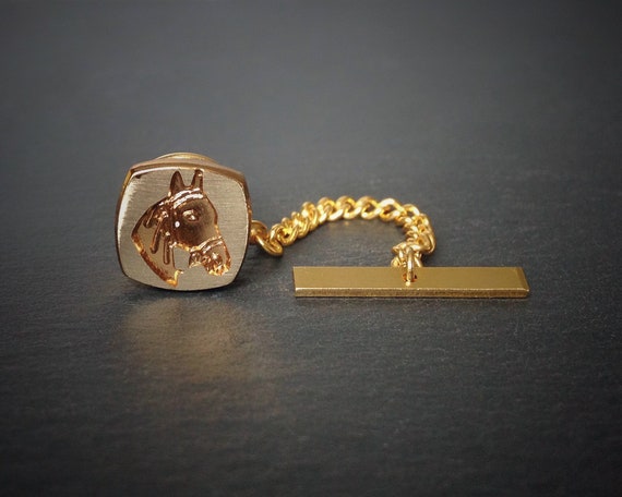 HORSE head TIE TACK, equestrian gift for him, gol… - image 1