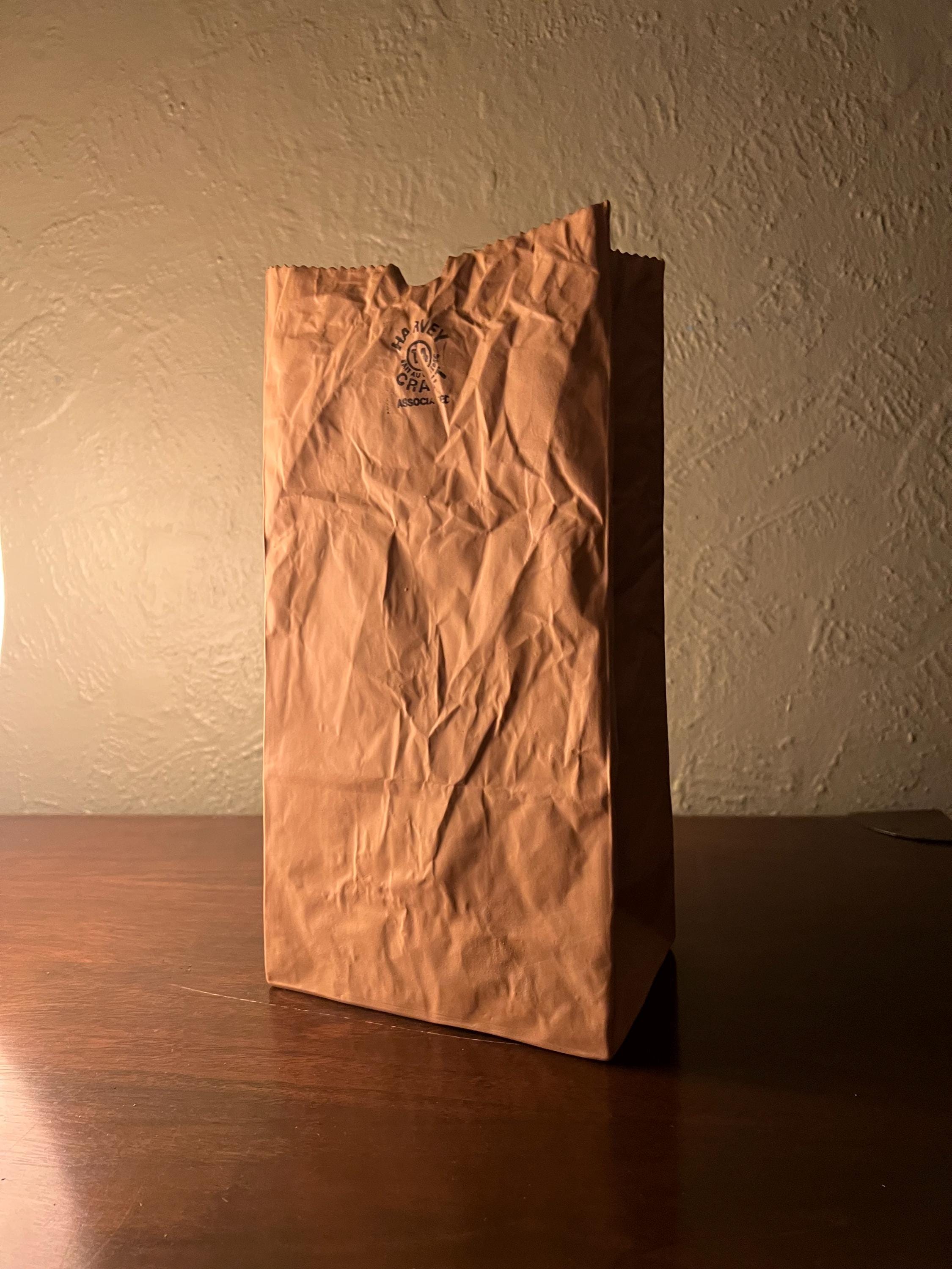 Michel Harvey Craft #14 Ceramic Paper Bag Vase 12.5” 80s Very Good