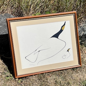 Signed Benjamin Chee Chee Lithograph: "Mother and Child" Framed Print (1976)