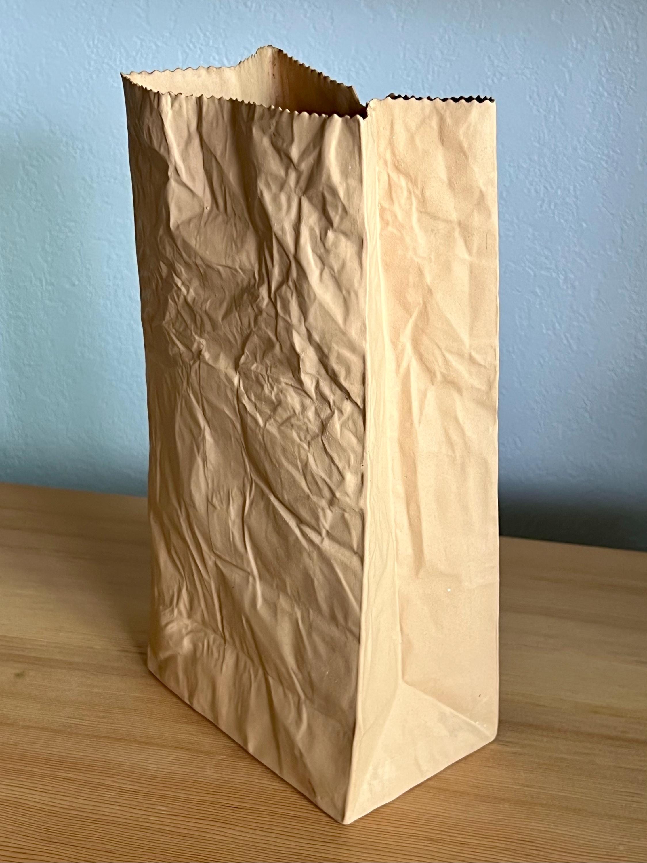 Michel Harvey Craft #14 Ceramic Paper Bag Vase 12.5” 80s Very Good