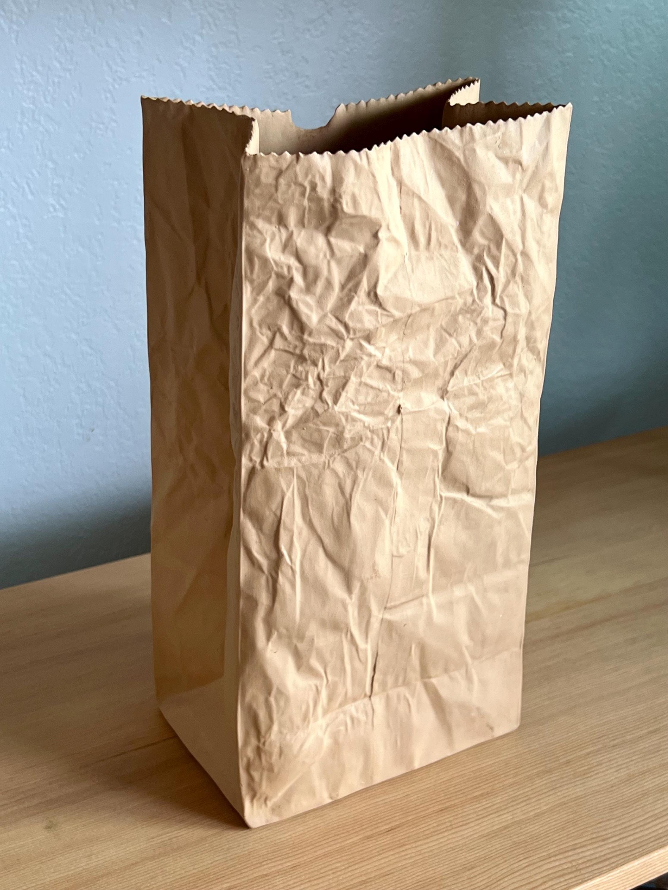 Michel Harvey Craft #14 Ceramic Paper Bag Vase 12.5” 80s Very Good