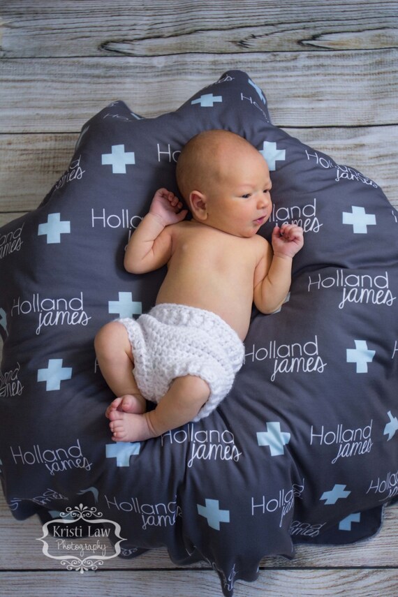 Personalized Swaddle Blanket Swiss Cross Design Baby Name Etsy