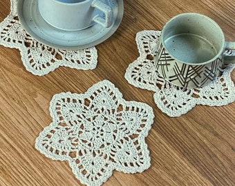 Set of 6 Hand Crochet Pineapple Petal Doilies Bar Coffee Table Coasters