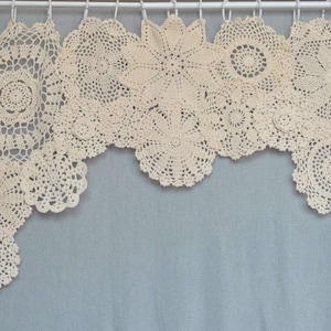 White Snowflake Lace Kitchen Cafe Window Tier Curtain Valance French  Country Wedding Custom Made 