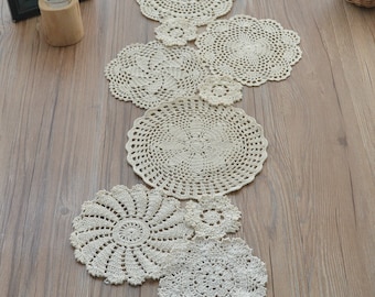 Verschiedene Hand häkeln Deckchen Lot für DIY Tischläufer Rustikal Hochzeit Französisch Land Retro Party Untersetzer Kommode Schals