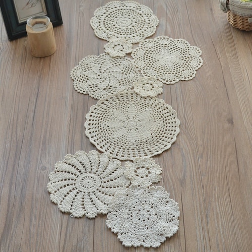 Assorted Hand Crochet Doilies Lot for DIY Table Runner Rustic Etsy