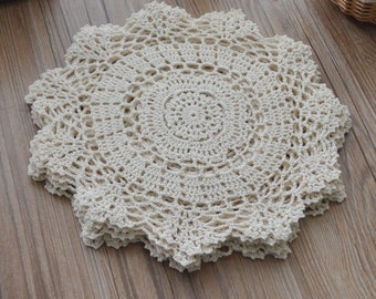 Set of 6 Round Hand Crochet Lace Doilies for Crafts Wedding Farmhouse Table Placemats