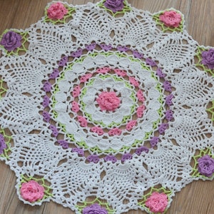 Runde häkeln Ananas Rose Spitzendeckchen Französische Land Hochzeit Table Topper Läufer