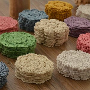 Lot 15 Mixed Hand Crochet Round Small Doilies For Crafts Petal Floral Snowflake Assorted Scrapbooking DIY Gift Embellishments