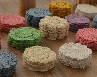Lot 15 Mixed Hand Crochet Round Small Doilies For Crafts Petal Floral Snowflake Assorted Scrapbooking DIY Gift Embellishments