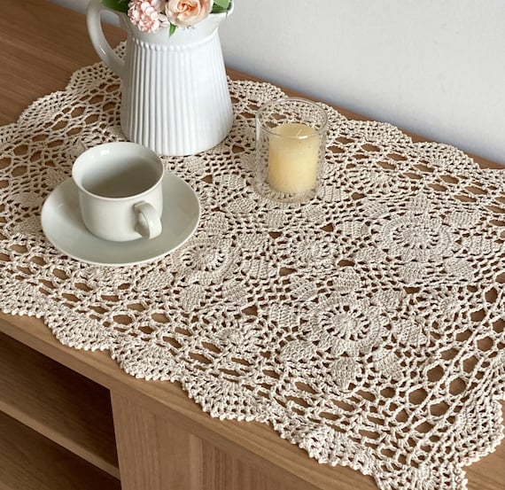 14 Crochet Doilies Lace Flower Tea Cup Kitchen Dining Room Placemats Doily