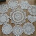 Lot 10 Hand Crochet Assorted White Round Doilies Mixed Victorian Table Runners Snowflake Pineapple Heart Wedding Coasters French Country