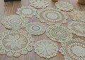 Lot 12 Hand Crochet Assorted Cream Round Doilies Mixed Snowflake Pineapple Floral Vintage Ecru Table Runners French Country Wedding Coasters