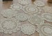 Lot 12 Hand Crochet Assorted Cream Round Doilies Mixed Snowflake Pineapple Floral Vintage Ecru Table Runners French Country Wedding Coasters